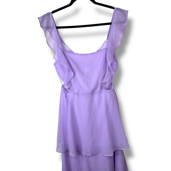 Lulus NWOT Elegant Event Lavender Woven Ruffled Tie-Back Tiered Maxi Dress - Picture 4 of 10